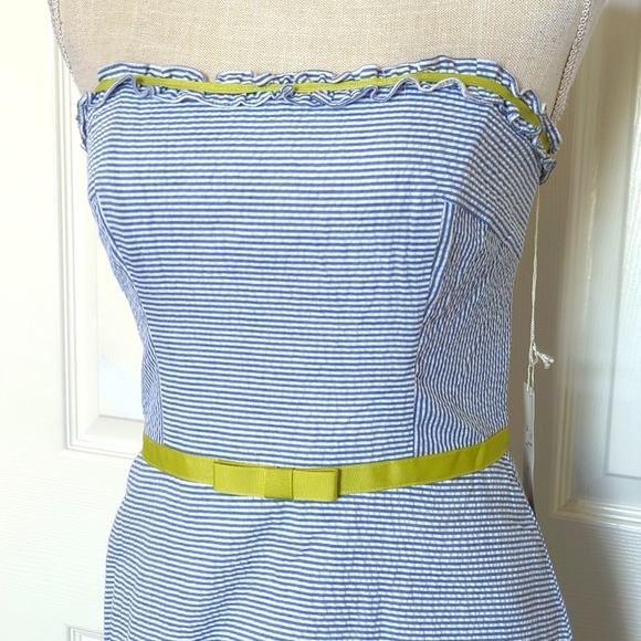 Elizabeth Wayman Blue and White Striped Strapless Dress - Picture 2 of 6